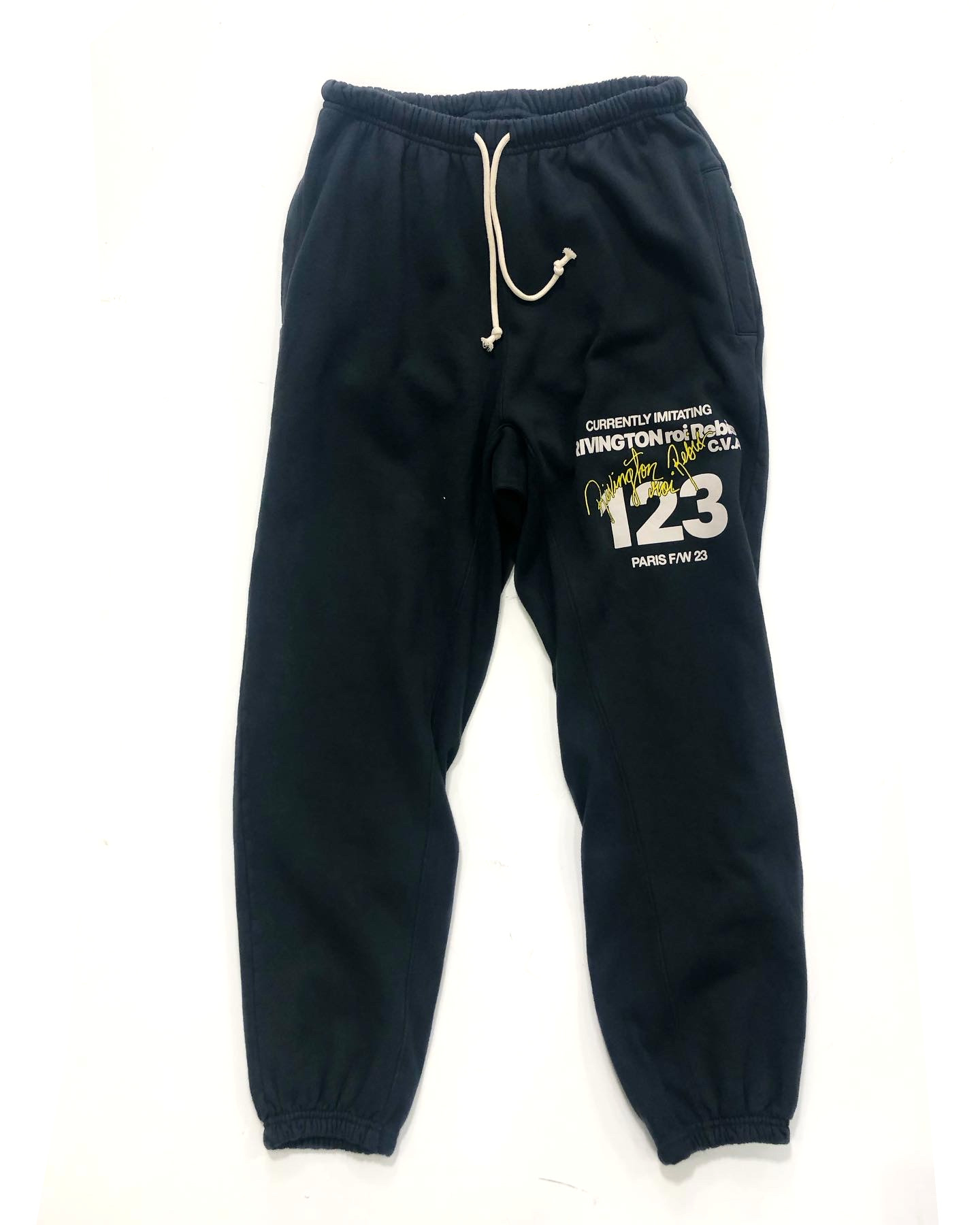 RRR123 RIVINGTON roi Rebis リヴィントンロイレビス BAPTISM SWEAT PANTS ヴィンテージ加工プリントスウェットロングパンツ グレー